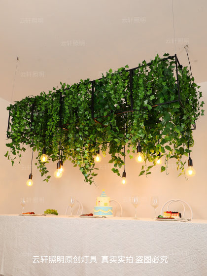 Southeast Asian Pendant Lights with Forest-Themed Green Plants, Decorative Lighting for Restaurants and Hotels, Creative Dining Space Layout, Bar Counter Pendant Lights