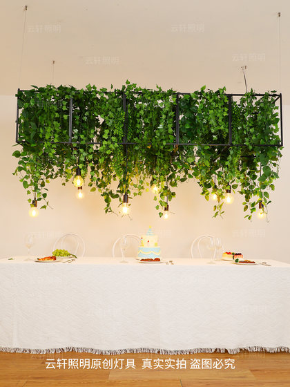 Southeast Asian Pendant Lights with Forest-Themed Green Plants, Decorative Lighting for Restaurants and Hotels, Creative Dining Space Layout, Bar Counter Pendant Lights