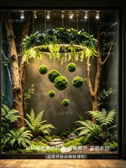 Forest-Style Aperture Pendant Lights for Hotel Lobbies, Indoor Landscaping, Leisure Areas, Store Check-In Spots, Restaurant Window Atmosphere Decoration Lights