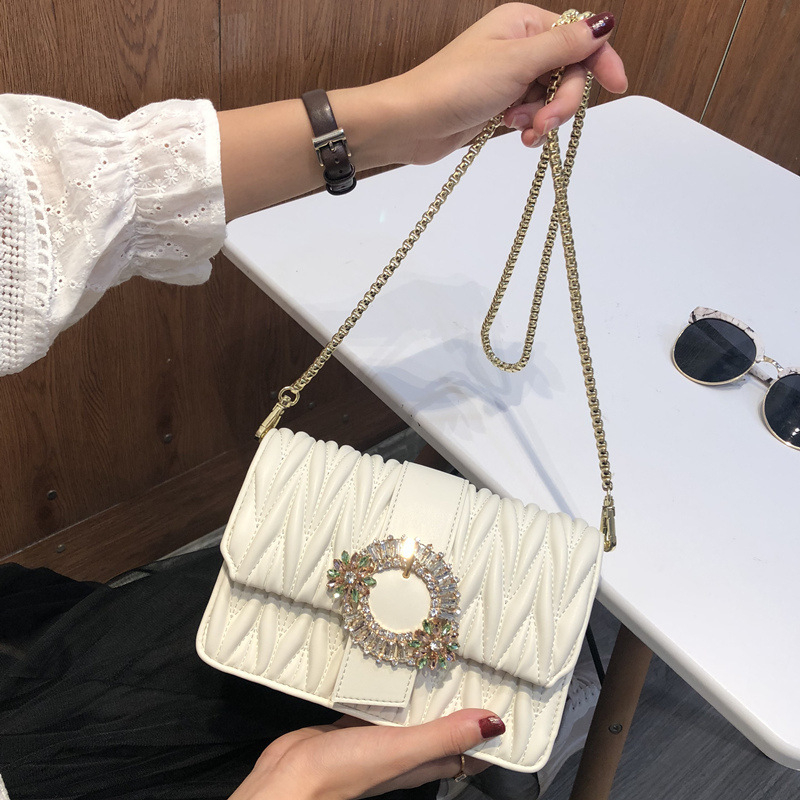 French DUDK women's bag 2022 new light luxury foreign style high-end atmosphere diamond-encrusted bag chain rhinestone bag Messenger bag for women