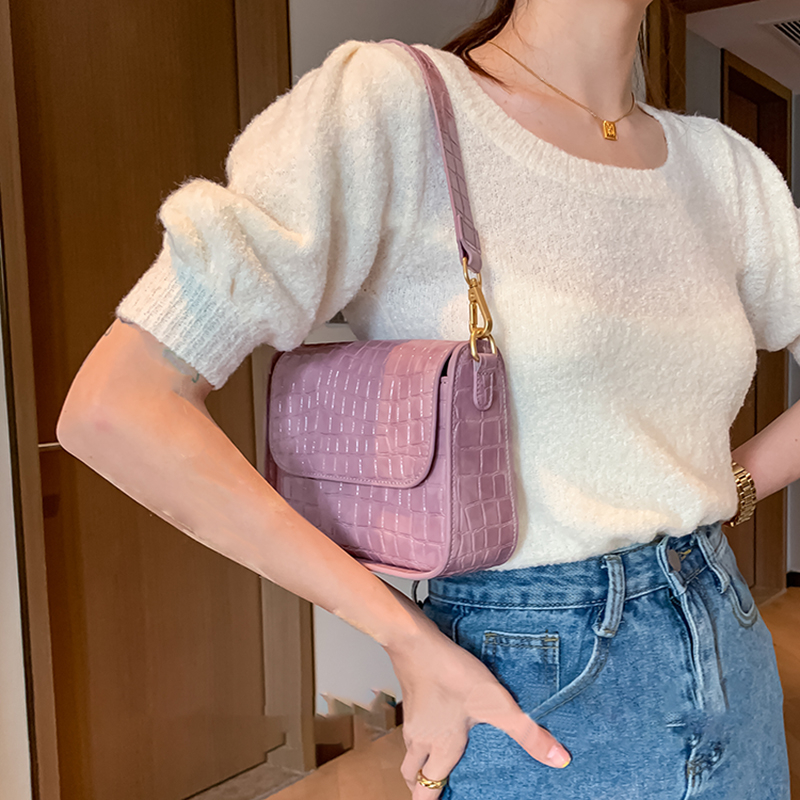 French DUDK women's bag fashion crocodile pattern bag 2023 new trend small bag Messenger single shoulder portable underarm bag