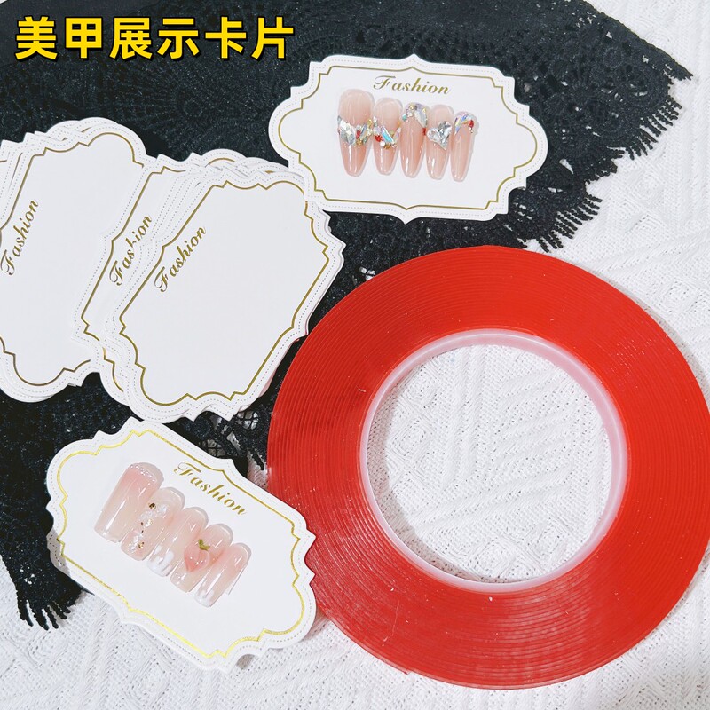 [Pack of 50] Nail Art Display Cards Wearable Nail Display Cardboard Color Swatches Double-Sided Jelly Glue 10m