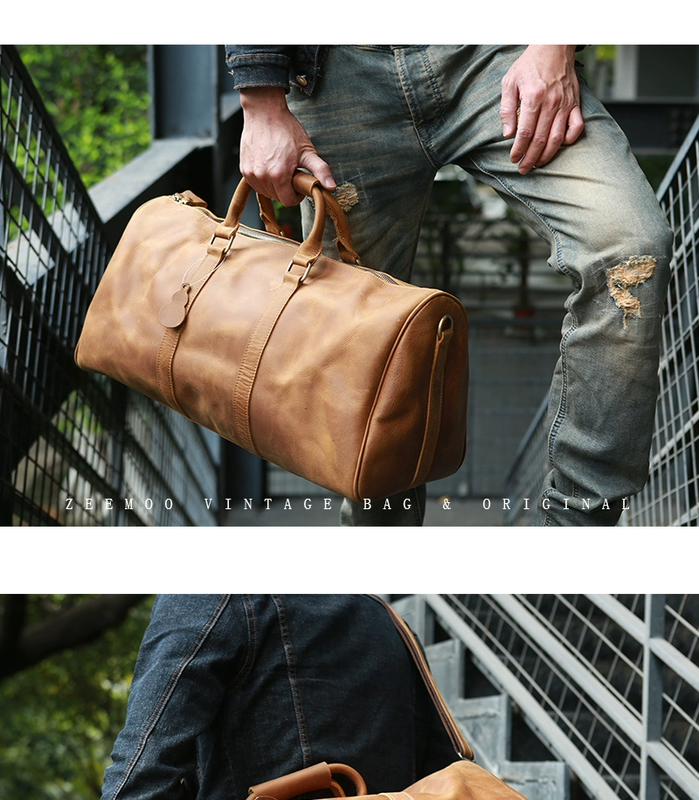 ZEEMOO thiết kế ban đầu mới retro nam da hành lý túi xách tay lớp trên cùng da điên ngựa du lịch da - Túi du lịch