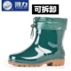 Kéo trở lại ống ngắn gân dưới giày đi mưa nữ chống trượt giày đi mưa cộng với bông nhung nước giày cao su nhà bếp giày cao gót nam ủng đi mưa cao cổ