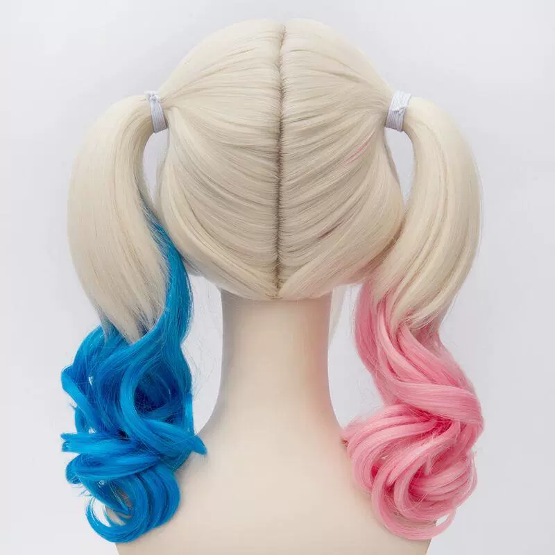 Suicide Squad X Suicide Squad Harley Quinn/Harley Quinn nhuộm gradient đôi tóc đuôi ngựa cosplay Bộ tóc giả