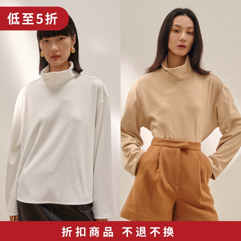 MADEINAM2020 Autumn and Winter Lock Warm double-sided bristles G soft lazy Joker high neck top bright white camel