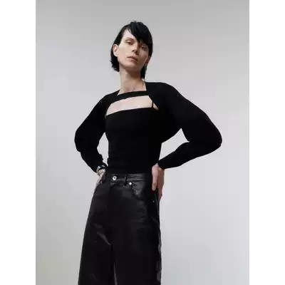 MADEINAM 2020 new European imported yarn knitted two-piece flat collar sling detachable top female