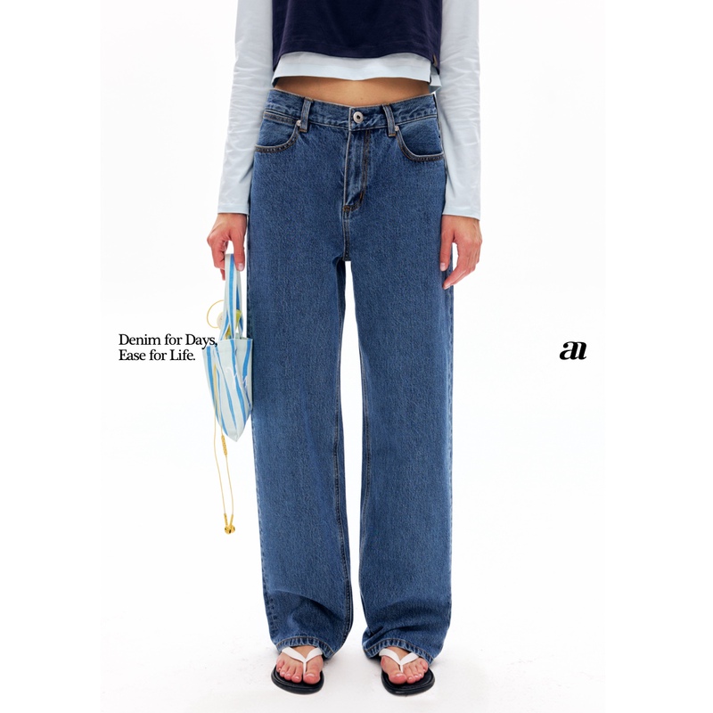 Madeinam【St18 Blues Youth Pants 】High-Quality Cotton Denim Stylish Mid-Low Waist Straight-Leg Pants Madeinam【St18 Blues Youth Pants 】High-Quality Cotton Denim Stylish Mid-Low Waist Straight-Leg Pants 