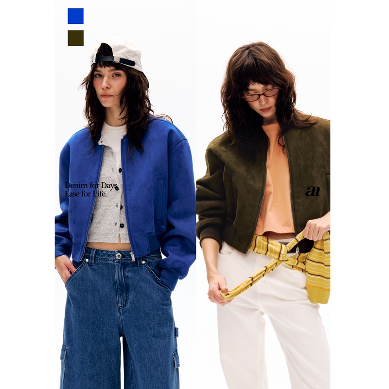 Madeinam Island Velvet_Retro Slightly Dropped Shoulder Silhouette Slightly Cinched Waist Short Workwear Baseball Jacket