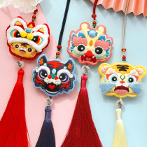 Small Tiger Ping An Artisanal Embroidered Diy Material Bag Pendant This Life amulet with pocketbook Ping An Forgive