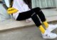 Ins trend ຖົງຕີນແມ່ຍິງ macaron rainbow socks cotton sports mid-calf socks fitness pants with calf socks