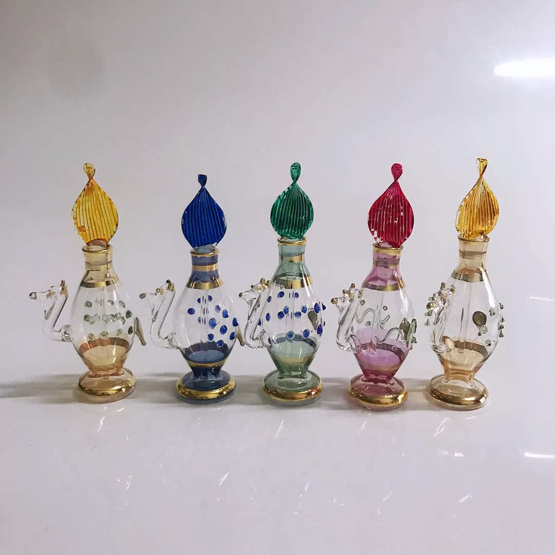 Egypt direct purchase traditional handmade glass essence bottle perfume bottle can not afford to provoke cat clearance (5 camel bottles)