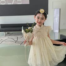 Qipao Girls summer style 2022 new little girl princess dresses fashion middle children gown dress dress baby dress