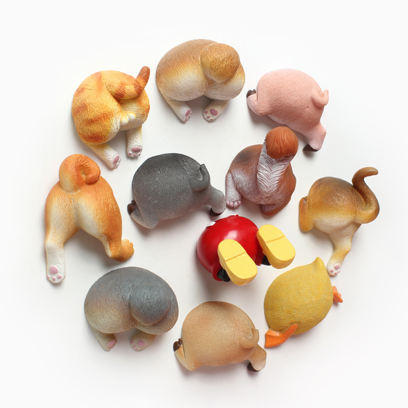 Creative Little Cat Pooch Kokie Dog Butt Fart Solid Fridge Stick With Magnet Fridge Decorative Magnet Post Message