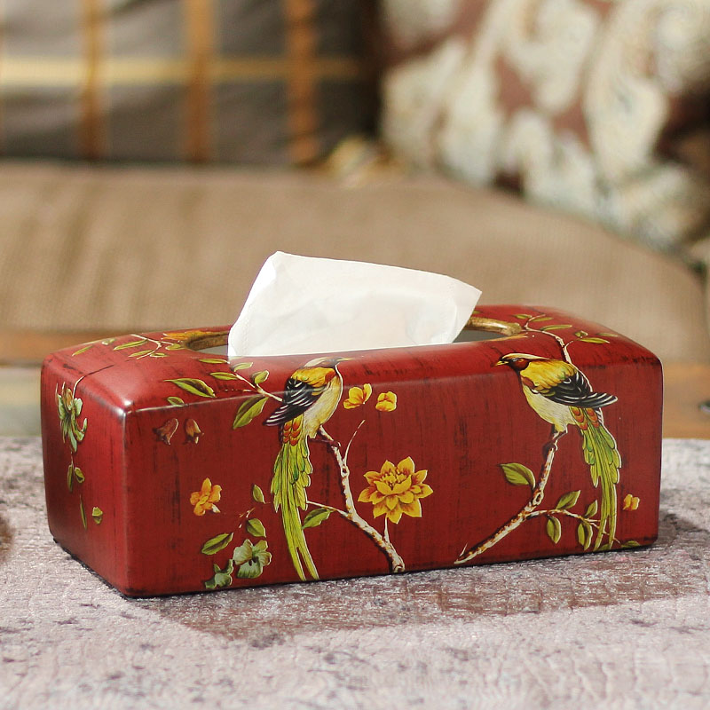American minimalist ceramic tissue box ornaments Chinese flower bird living room coffee table toilet carton ins wind creative ornaments