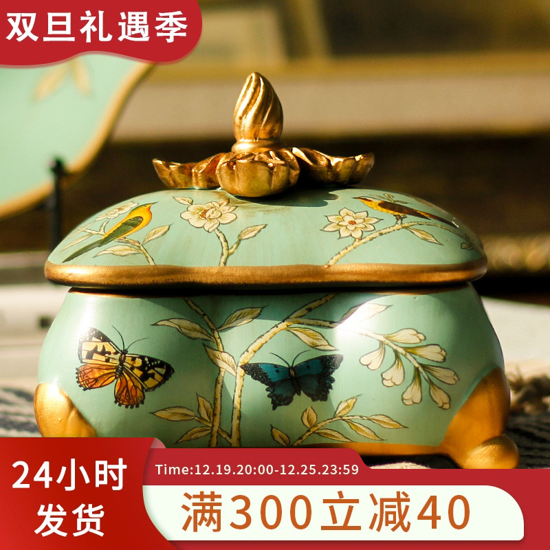 American Ceramics First Accessories Box Decorative Swing Piece Eu Style Retro Creative Dresden Dresden Necklace Containing Box Chinese Ornament Box-Taobao