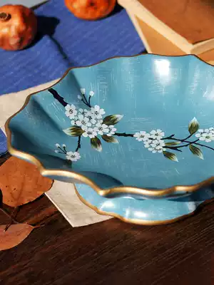 New Chinese creative ins Wind ceramic fruit plate large household living room coffee table table table dried fruit plate decoration decoration