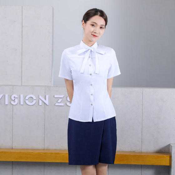新款中国移动工作服女短袖衬衫衬衣移动公司营业员职业制服工装裙