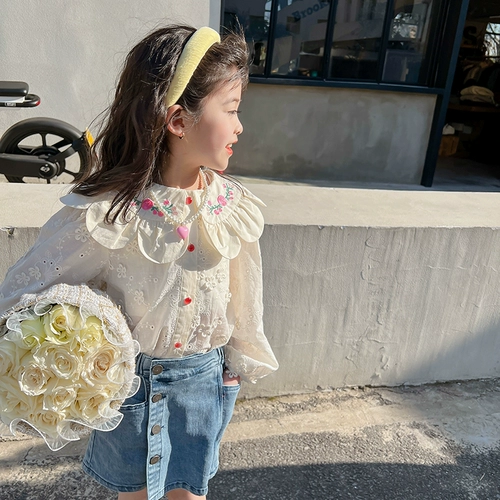 Рубашка, детский весенний лонгслив для девочек, подходит для подростков, в западном стиле, коллекция 2023