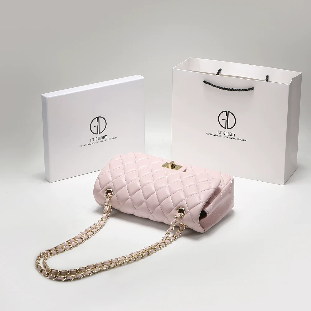 Поясная сумка на одно плечо с фиолетовым цветом и узором из diamonds, стиль Chanel, натуральная кожа, сумка на цепочке