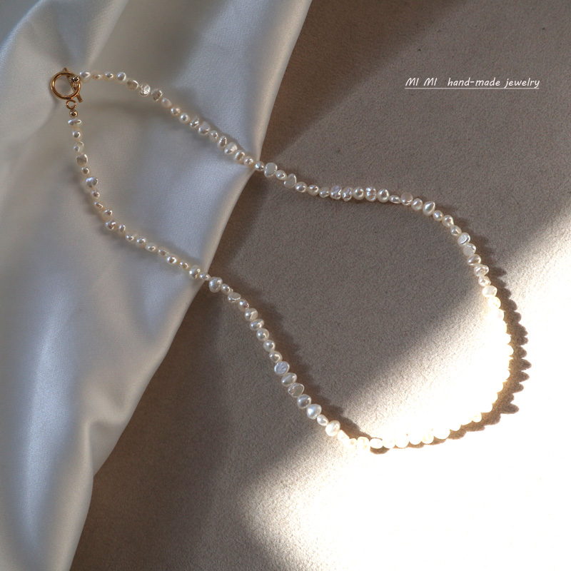 Hand for US 14K packs Kim Baroque natural Alien Pearl Lock Bone Chain Necklace Choker not off Color