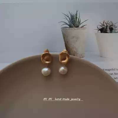 MIMI French temperament Baroque earrings pearl earrings 925 silver pin retro hypoallergenic earrings female temperament