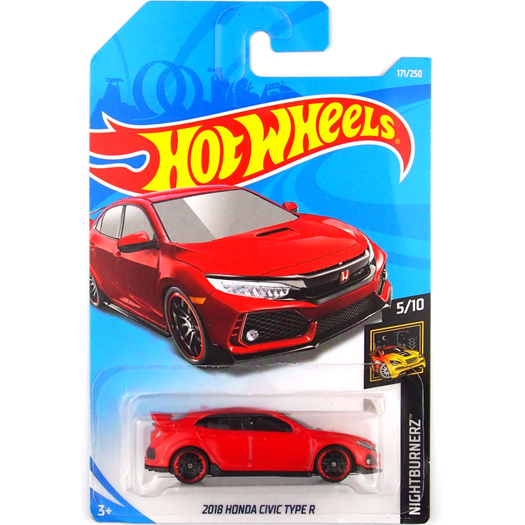2019 Model Japanese Car Model Hot Wheels No. 171 2018 Honda Civic Type R Red Paint Job