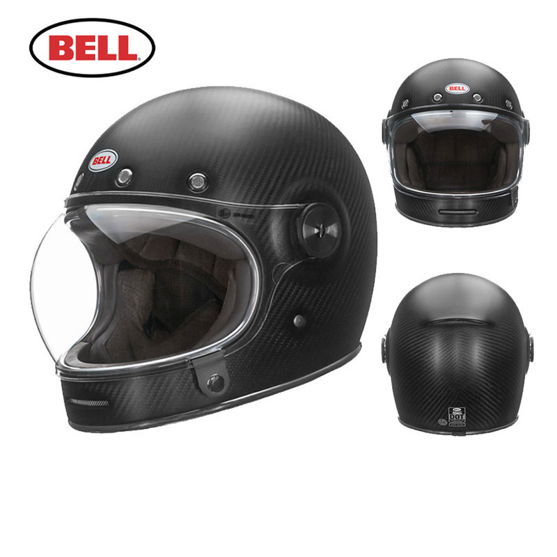 American Bell Bullitt Motorcycle Full-Face Helmet for Men and Women, Retro Helmet, Safety Carbon Fiber