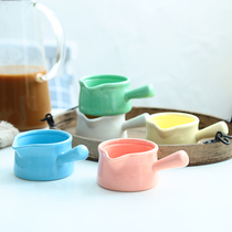 Creative Korean single-handle ceramic milk jug Small measuring cup mini handlebar yogurt cup pudding cup mini jam Cup