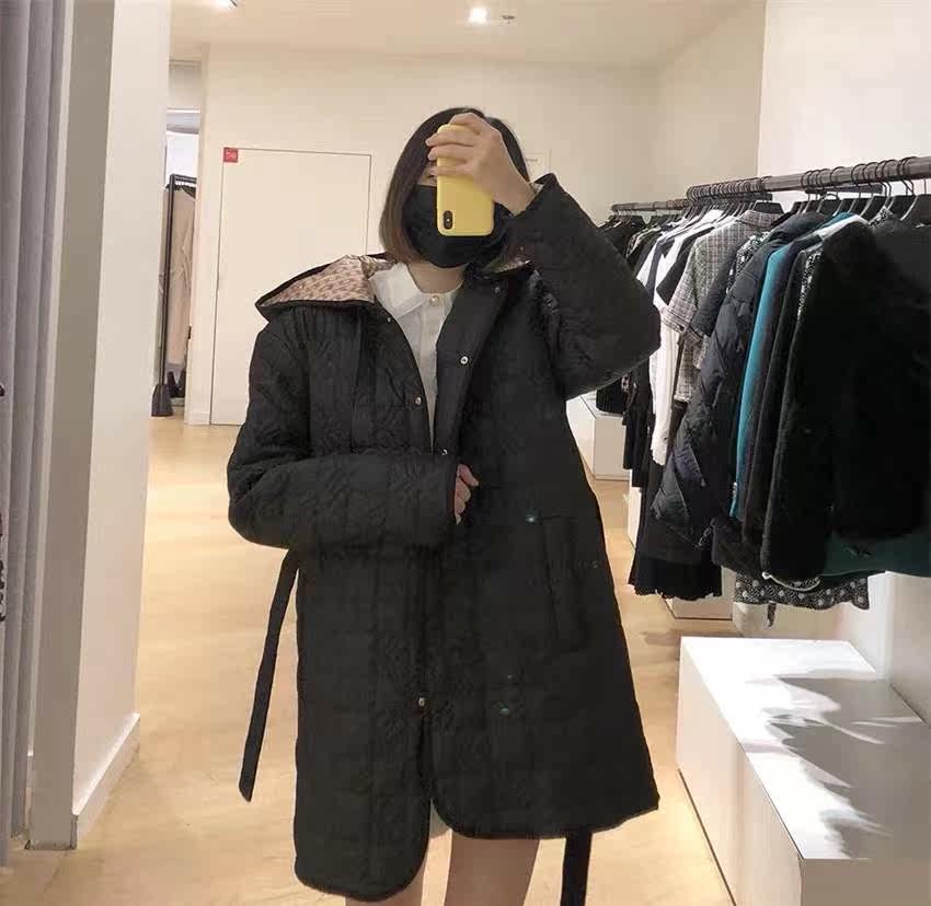 sandro 21 autumn winter double S quilted with waist belt closeted waist warm cotton jacket SFPOU00345