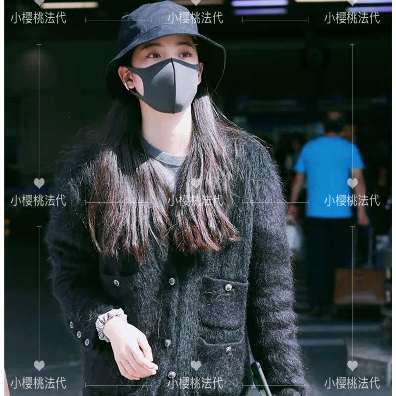(Cherry France) maje Ouyang Nana same top black sweater lazy casual cardigan jacket