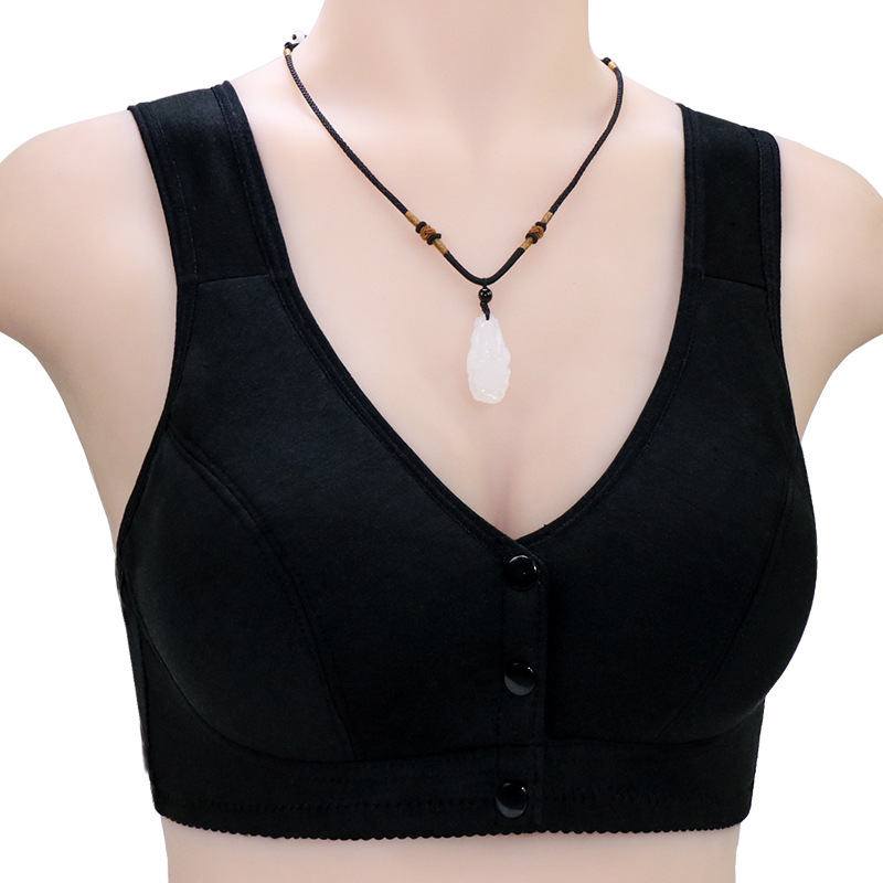 Thin bông không vòng thép người già lót womens trước nút kiểu granny áo ngực lớn mã vest kiểu full-cover cup áo ngực.