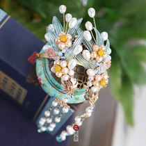 Original handmade pearl glass with Hanfu headdress trim clip hairpin retro style tassel Chinese style jewelry hair accessories