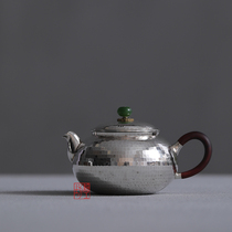 Fine workshop silver pot small teapot sterling silver 999 bubble teapot Japanese silver pot pure handmade green picking Yin urgent beard 200ml