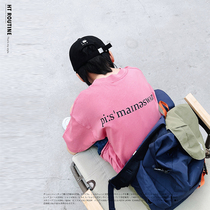 JUSTIN Childrens Clothing Children Summer New Products Tide Cards Casual Printed Undershirt Boy Ocean Gas Fried Street Pink T-shirt