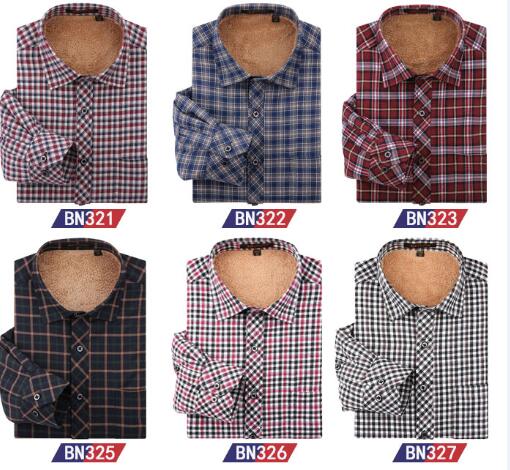 Mùa thu và mùa đông mới kẻ sọc cừu cashmere cộng với nhung dày nam ấm áo dài tay áo ấm nam kẻ sọc sơ mi nam công sở