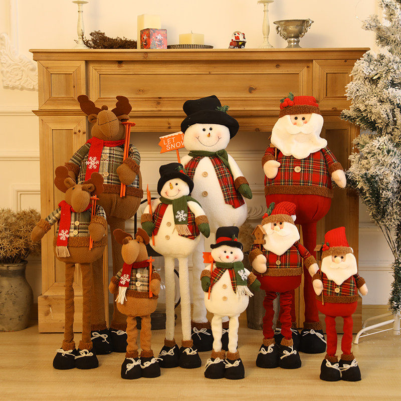 Telescopic Christmas Old Man Snowman Elk Deer Doll Shop Window Swing A Gift Christmas Decorations Scene Arrangement