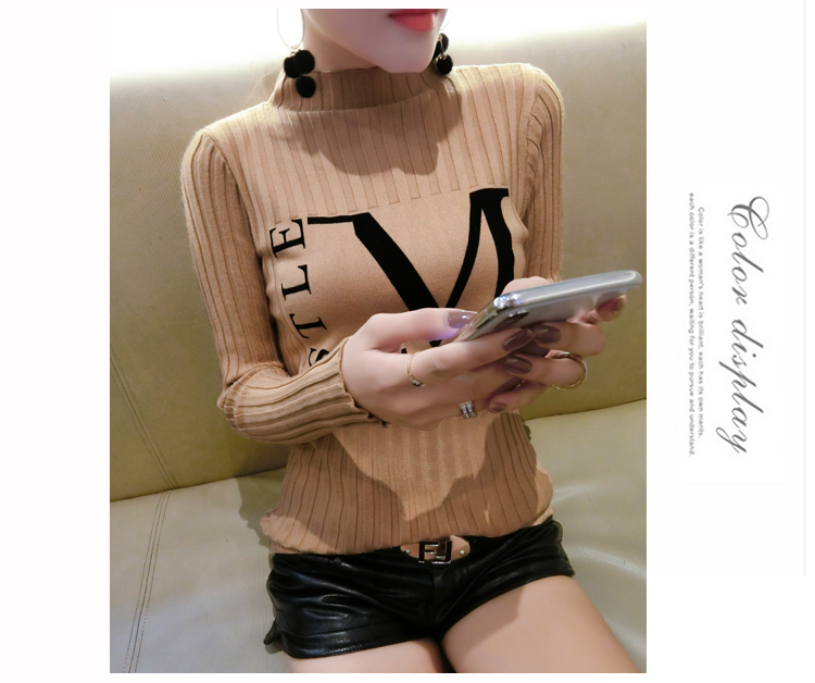 Mùa thu và mùa đông mới thời trang áo len cổ cao cao nửa đầu của phụ nữ mảnh mai tự tu luyện dày áo len đáy dày những kiểu áo len dáng dài đẹp