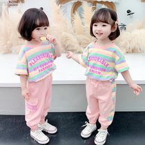 Girls summer Net red set 2021 New Korean version of female baby Foreign style summer short sleeve two-piece 1-5 year old tide 4