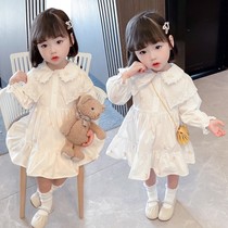 Female Baby New Spring Dress Dress dress 2021 Korean version girl Ocean Gas in long style Shirt Princess Skirt Children Skirt