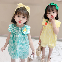 Baby girl new summer 1-4 years old girl 2020 Korean version of foreign style 3 summer two-piece clothes children set tide