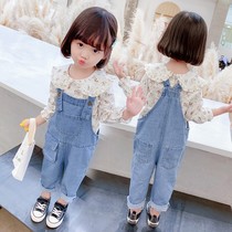 Female baby autumn pants 2021 Korean version of loose foreign style denim casual pants 1-5 year old girl 4 long pants