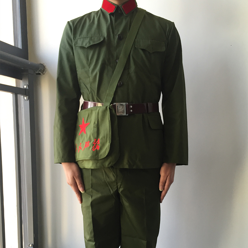 65-style Dacron Red Guard Green Army Clothes Suit Long Sleeve Fanghua Performance Dress Nostalgia in the 1950s and 1960s