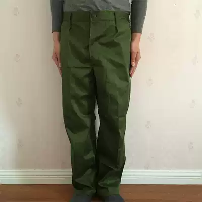 65 old-fashioned polyester card yellow blue army green men's summer long thin loose tooling cover pants army pants large file