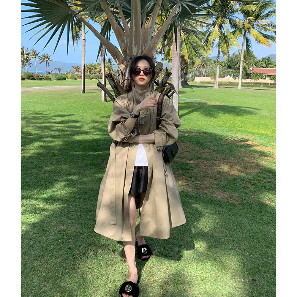 MIUSU 23 spring new products Han Edition Kati over the knee with waist and thin medium windshirt woman