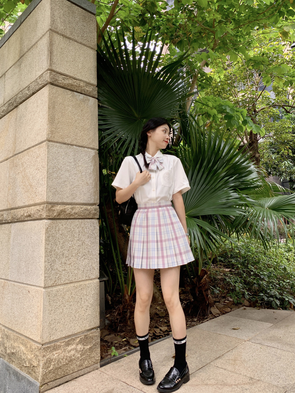 MIUSU jk skirt original uniform suit summer college wind folded high waist short skirt half - body dress female
