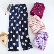 Flannel Pyjama Phụ nữ mùa thu và mùa đông Đồ ngủ trung niên Quần nỉ lông cừu nhà Quần dày cộng với nhung Mẹ dài Quần cỡ lớn