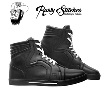 British RustyStiches Franky Retro Leather Motorcycle Riding Boots Riding Shoes