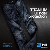 PMJ Titanium titanium motorcycle jeans made in Italy Kevlar lining built-in KNOX protective gear