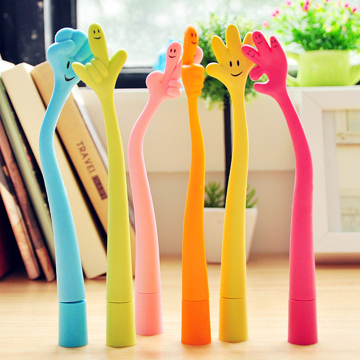 Day Korea Creative Stationery Supplies Cute Bending Gesture Finger Ballpoint Pen student Prizes Gift Toy Pen 